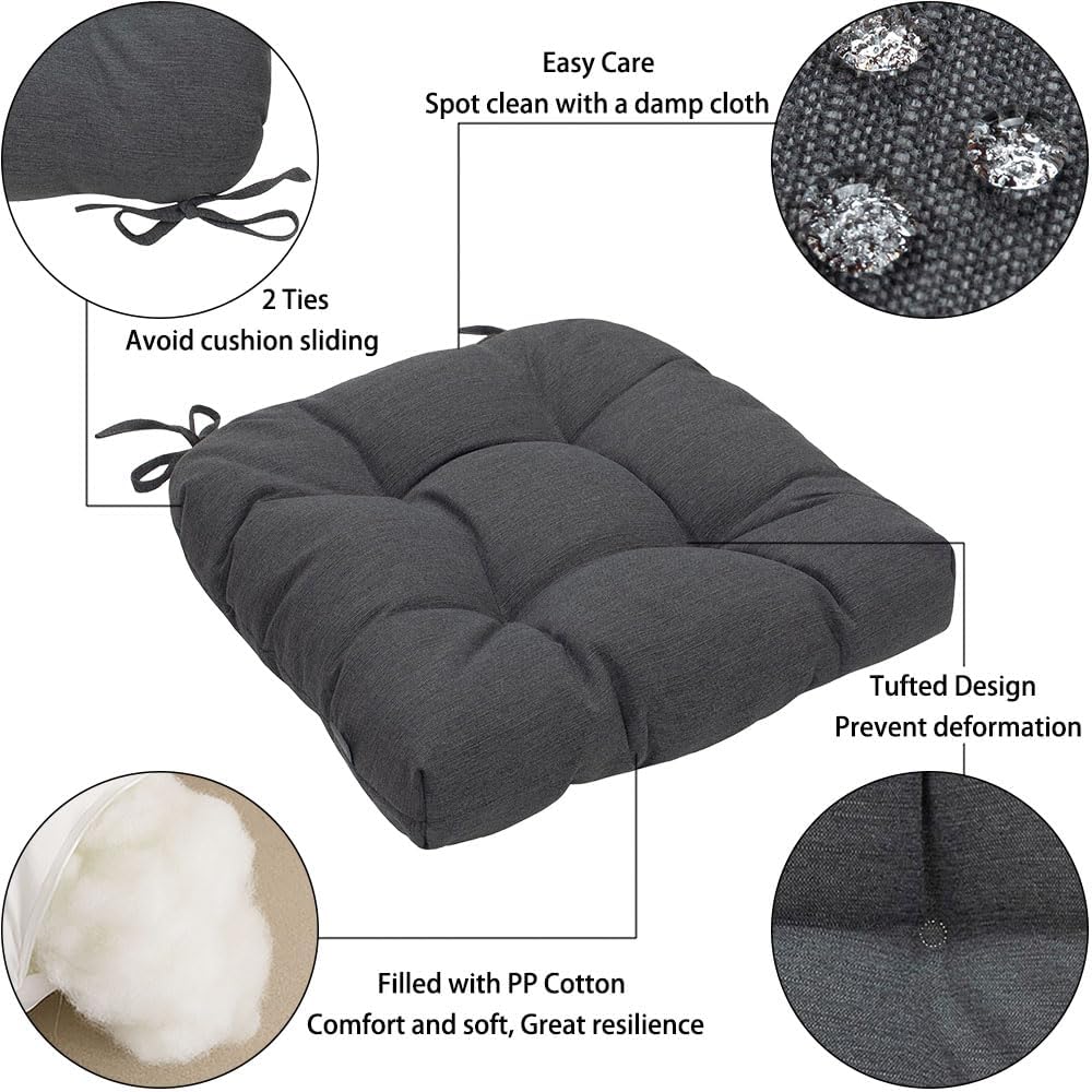 Magpie Fabrics 19"x19" Tufted Seat Cushion 2 Pack, U-Shaped Patio C...