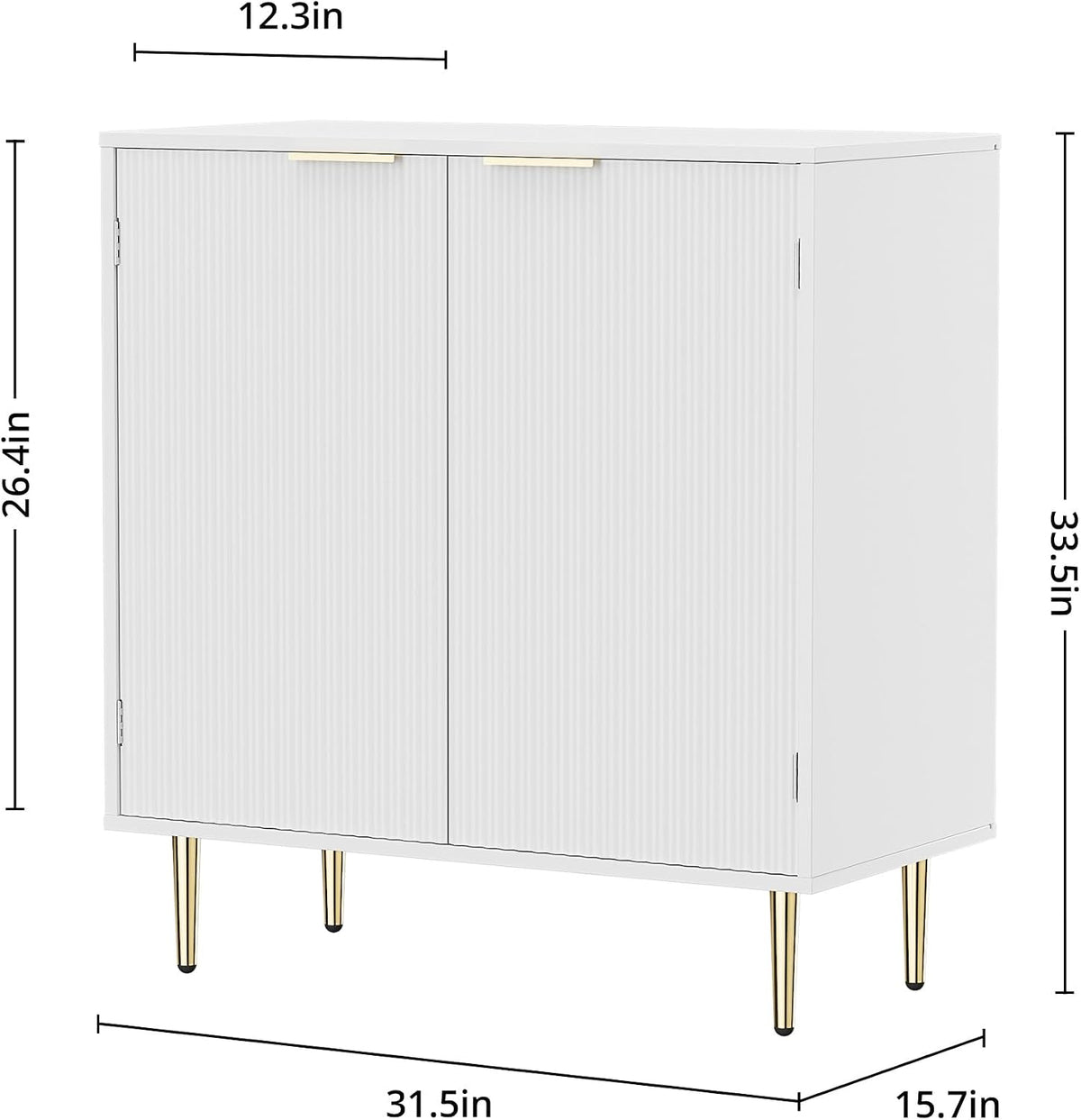 Housoul Fluted Buffet Sideboard Storage Cabinet with 2 Doors, White