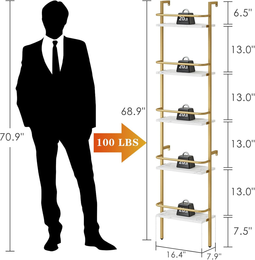 5-Tier Wine Rack Wall Mounted, Wine Racks Freestanding Floor with Fences, 50 ...