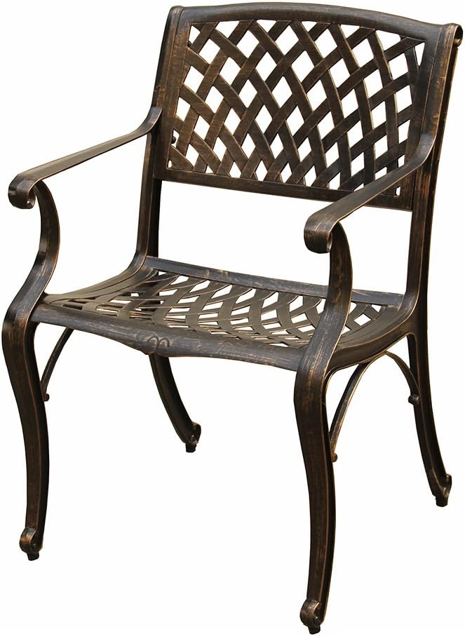 Oakland Living Modern Outdoor Mesh Cast Aluminum Bronze Patio Dining Chair