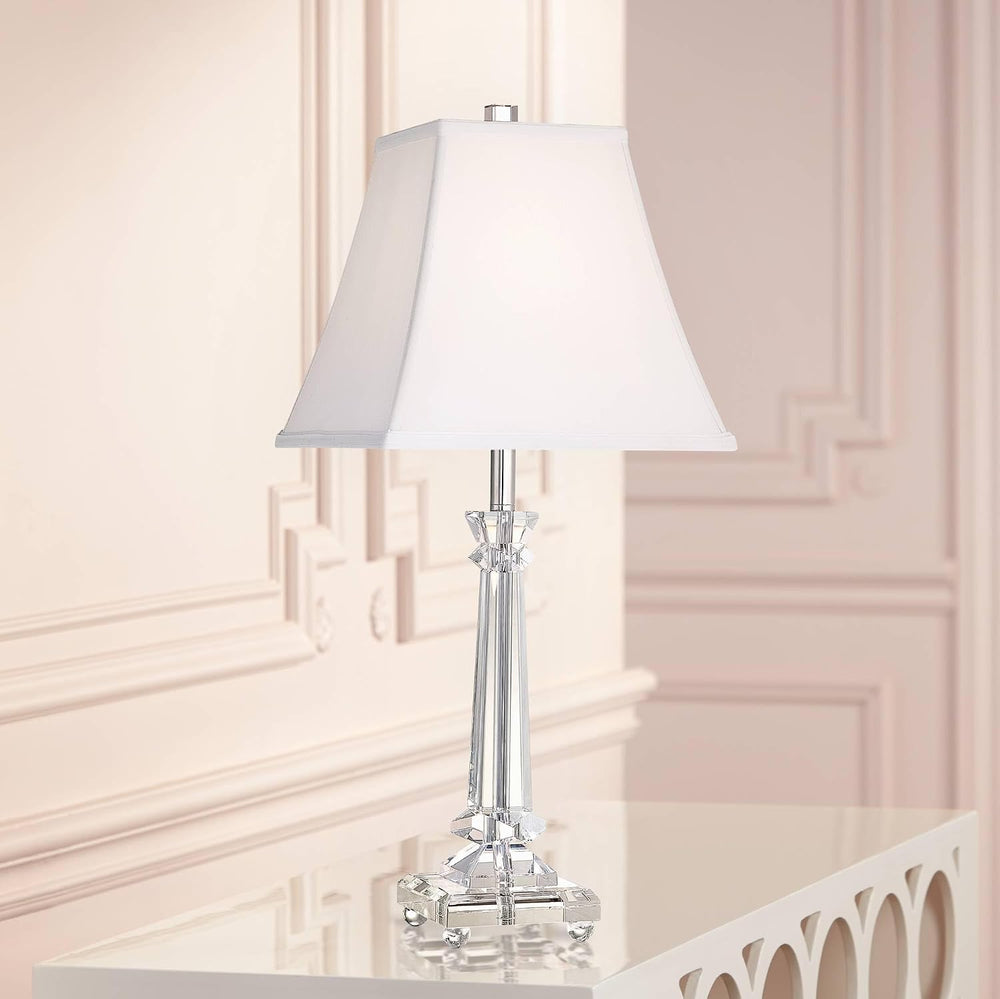 Sannes 25" High Table Lamps Set of 2 Crystal Column Traditional Modern