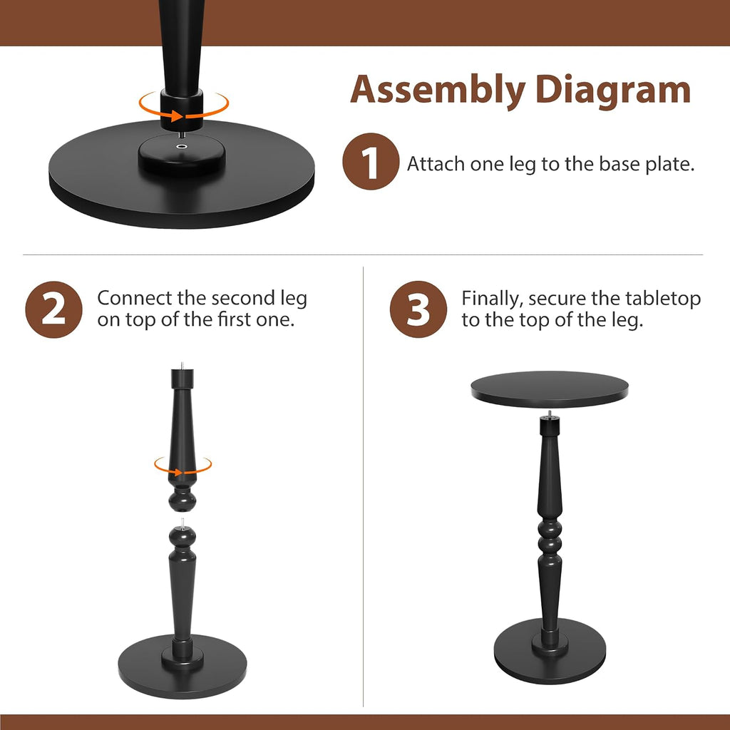 Round Side Table for Small Spaces，Bamboo Bed Tray Table with Foldable Legs