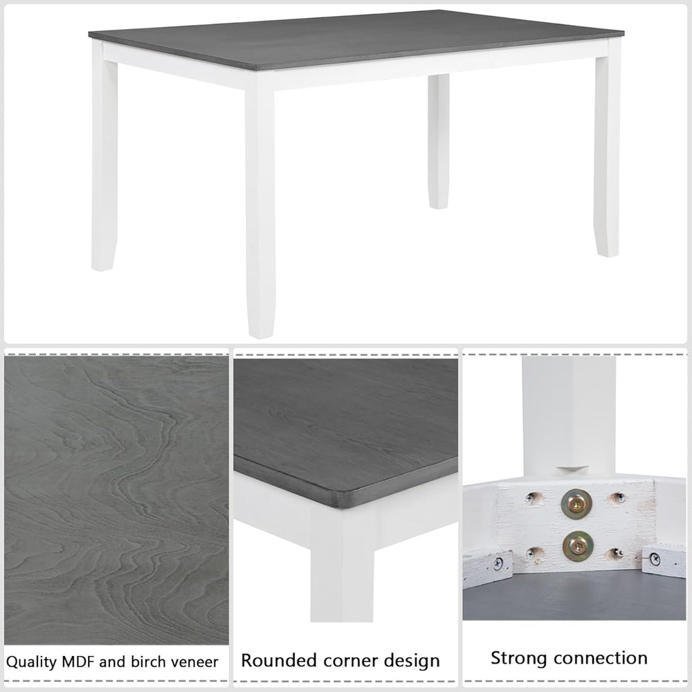 6 Piece Dining Table Set, Counter Height Kitchen Sets, White&Gray