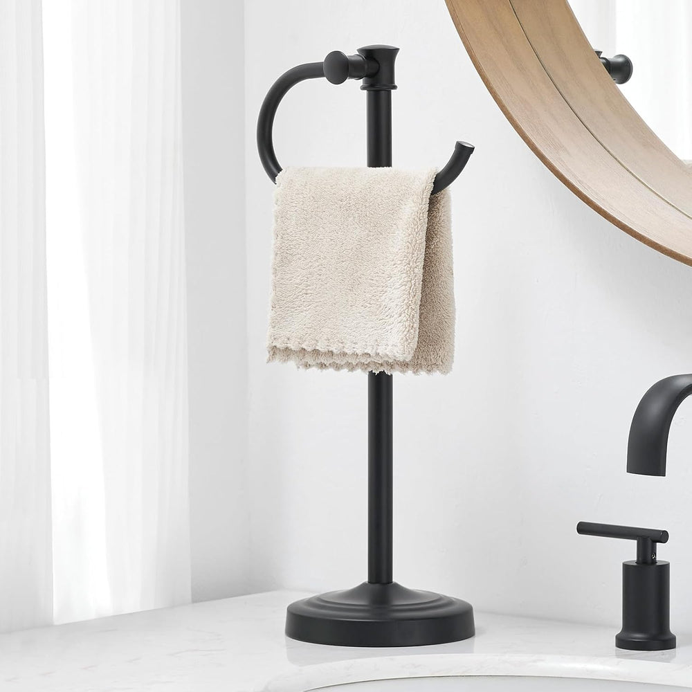 BESy Stand Hand Towel Holder, Countertop Towel Bar, Matte Black