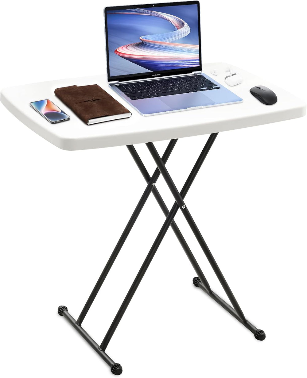 Bblife Plastic White Folding Tray Table, Heavy Duty Utility Table, 30” L x 19...