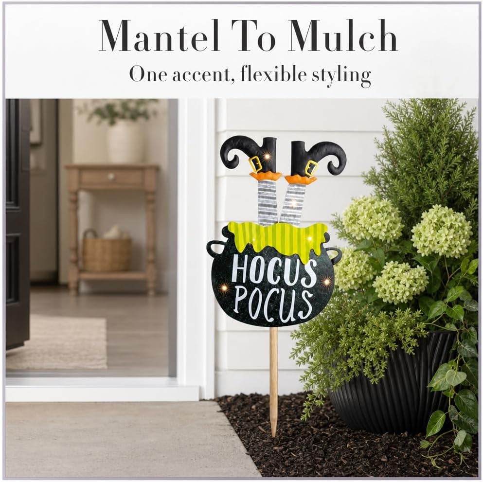 Mud Pie Witch Halloween Yard Stake, Outdoor Witch Decor