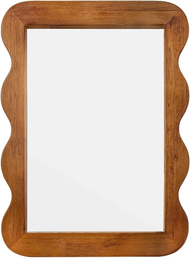 Wooden Mirror 16 X 12in Frame Walnut Brown Wood Rustic Wall Mirror