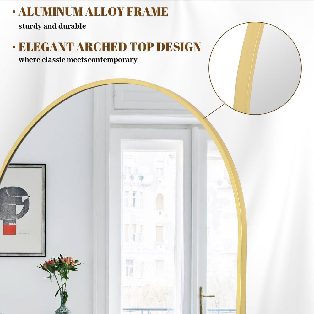 Koonmi 76x46 Arched Full Length Mirror, Floor Mirror with Stand