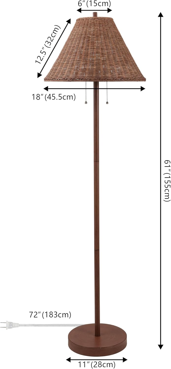 JONATHAN Y Nando 2-Light Coastal Rattan Floor Lamp 61", Brown