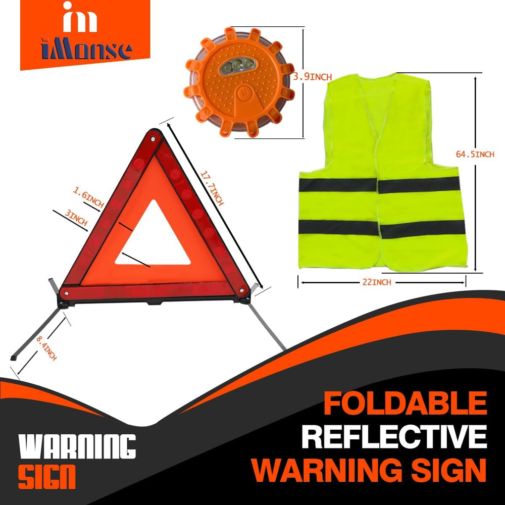 Emergency Roadside Reflective Triangles Warning Safety Kit for car