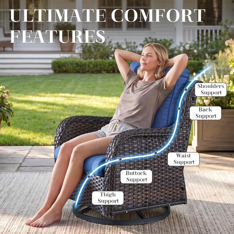 Luxury 22*24*4in Outdoor Patio Cushion, 2 Pieces Navy Blue Outdoor Cushions