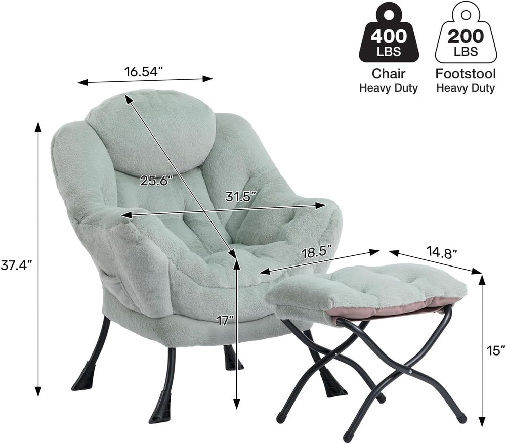 HollyHOME Lazy Chair with Foldable Ottoman, Accent Comfy Lounge Armchair and ...