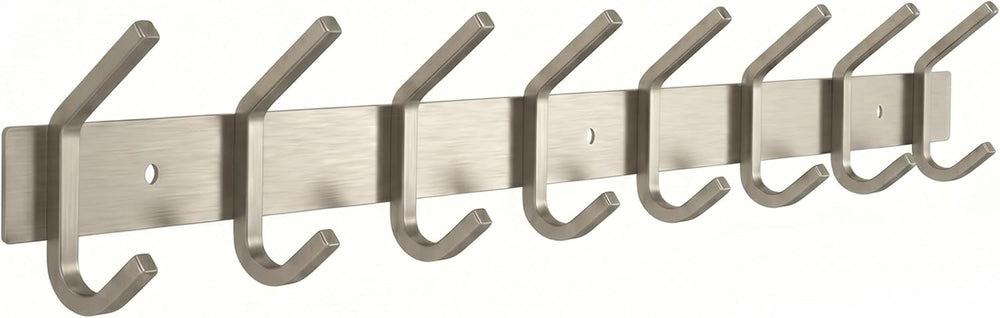 Coat Rack Wall Mount – Brushed Nickel 24 Inch Stainless Steel Hook Rail with ...