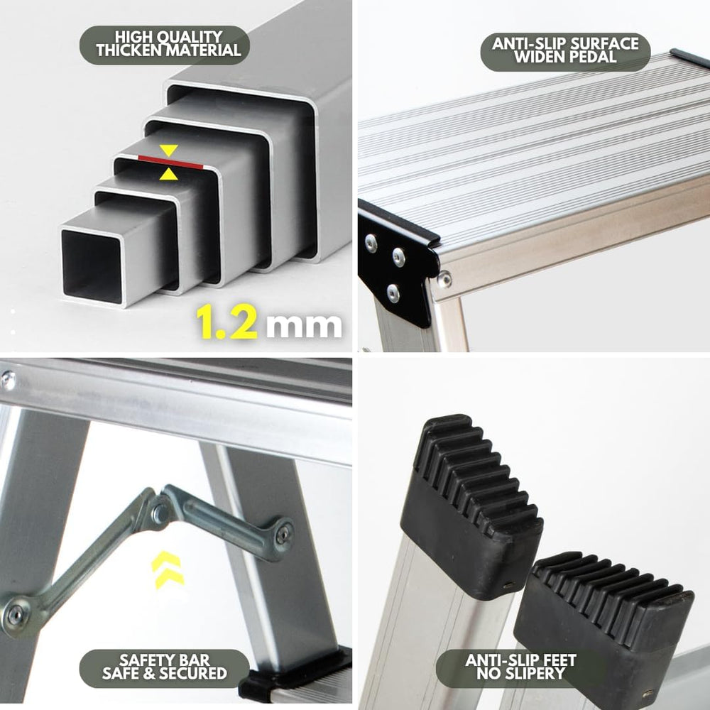 2 Step Ladder, Aluminum Folding Step Ladder, Portable Small Kitchen Step Stoo...