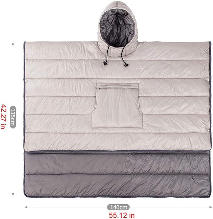 Camp Poncho Sleeping Bag Wearable Hooded Blanket - Envelope Lightweight Therm...