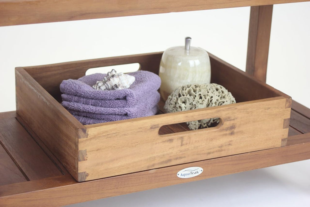 AquaTeak The Original Moa Teak Bench Large Storage Tray