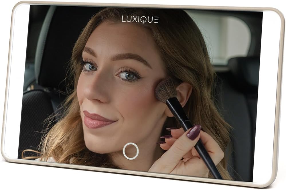 Rechargeable LED Sun Visor Mirror – 3 Dimmable Light Modes, Portable Makeup a...