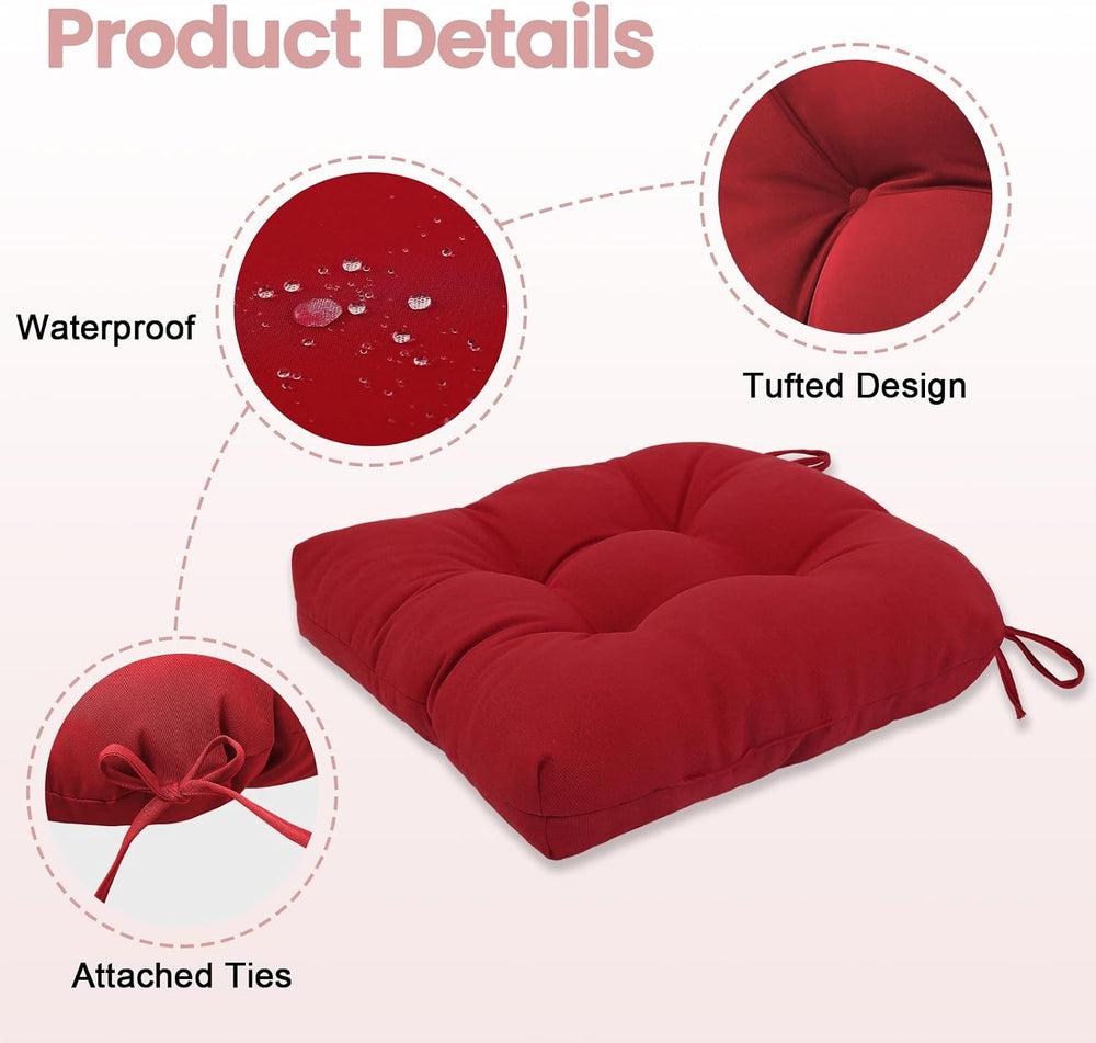 idee-home Outdoor Chair Cushions Set of 4, Patio Seat Cushions