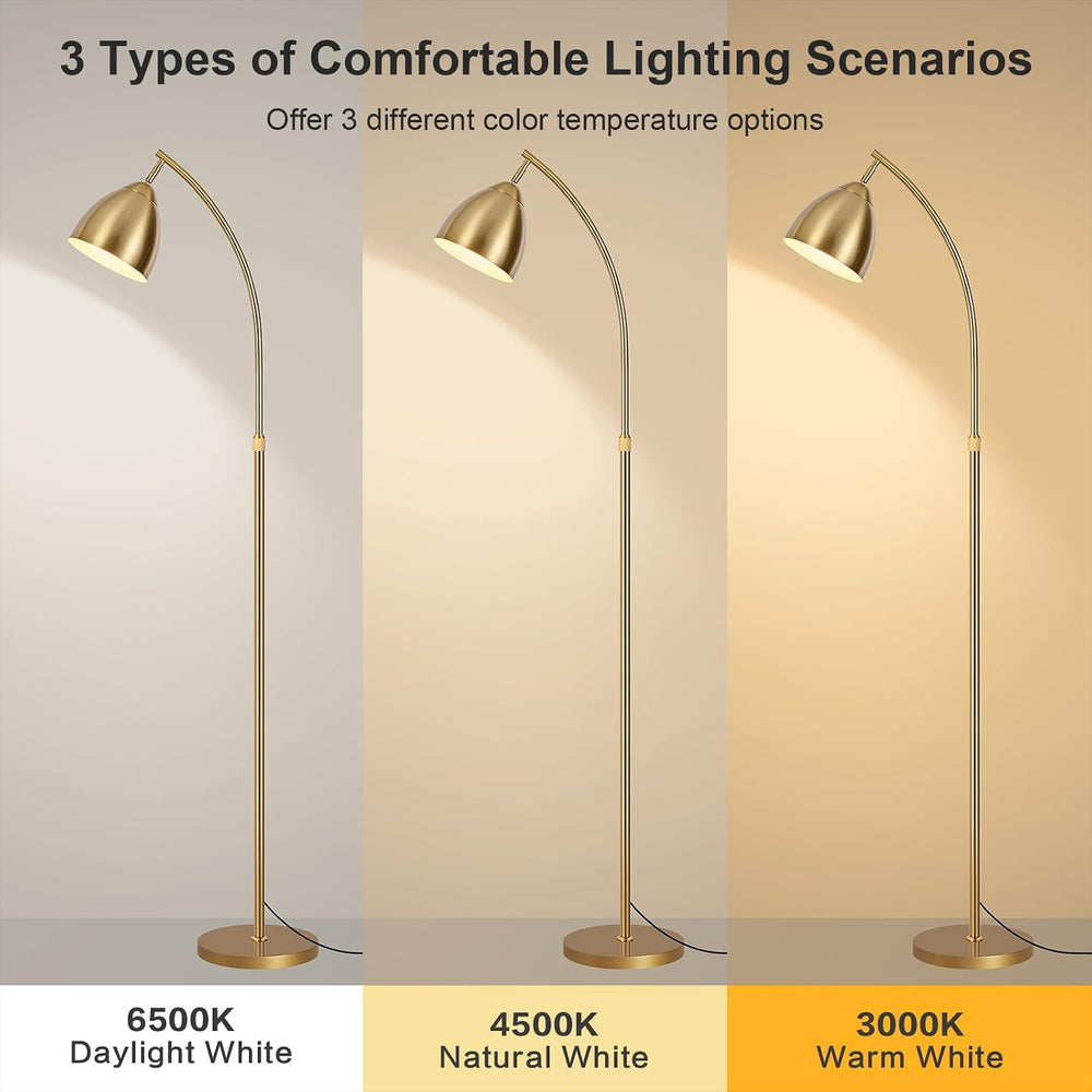68" Gold Arc Floor Lamp with Iron Shade, Bulb Included