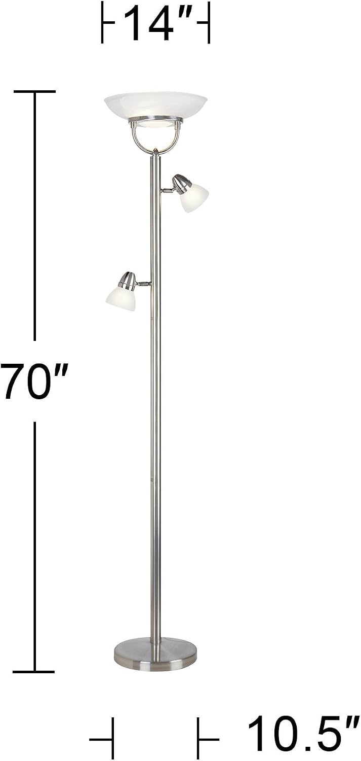 Lang 70" Tall 3-in-1 Brushed Nickel Torchiere Floor Lamp