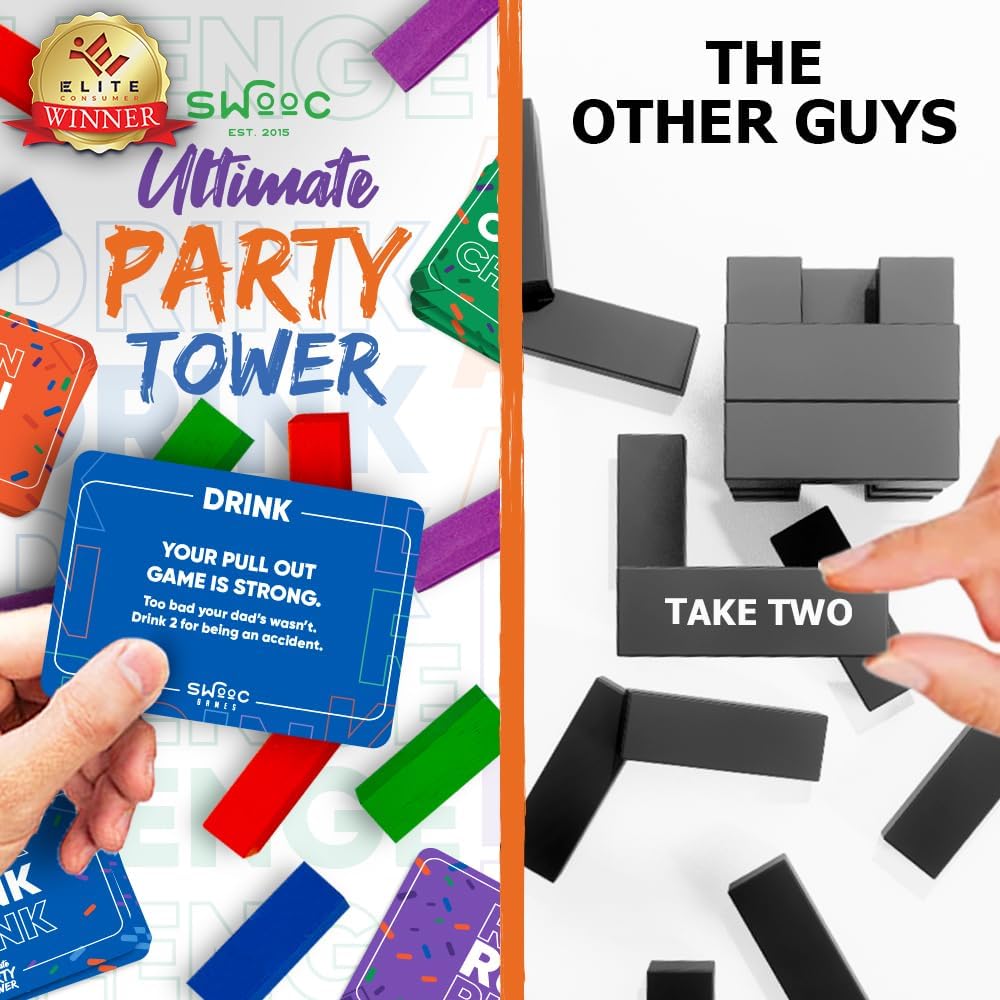 Swooc Games - Ultimate Party Tower™ - 100 Original Commands, 60 Blocks, &...