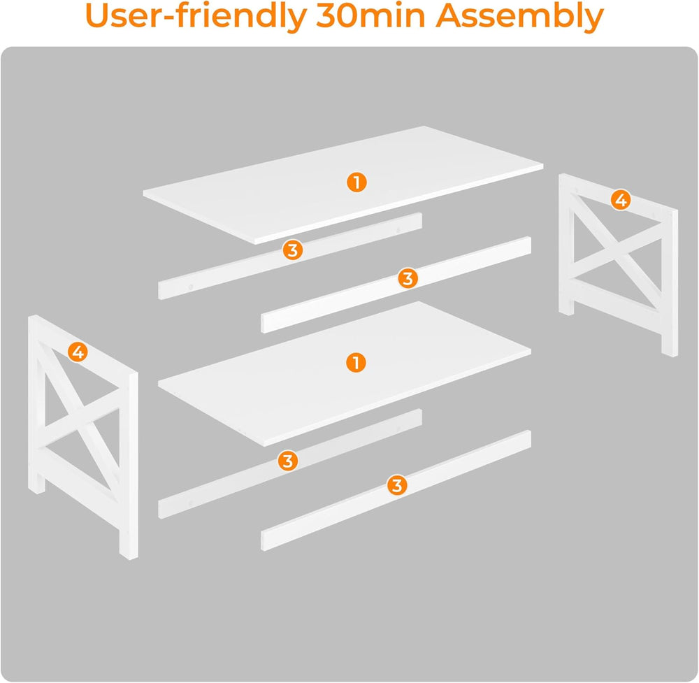 Yaheetech White Coffee Table for Living Room, X-Design Storage Shelf, 39.5"