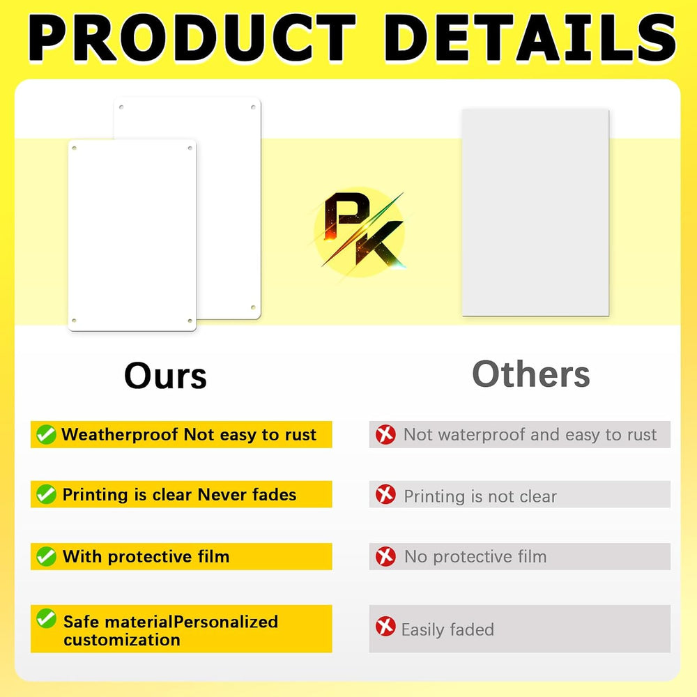 10 Pack 10"x 14" Sublimation Metal Sign Blank, 0.45mm White Blank M...