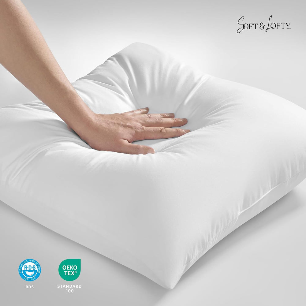 18x18 Feather Down Throw Pillow Inserts with 100% Cotton Cover, Set of 2