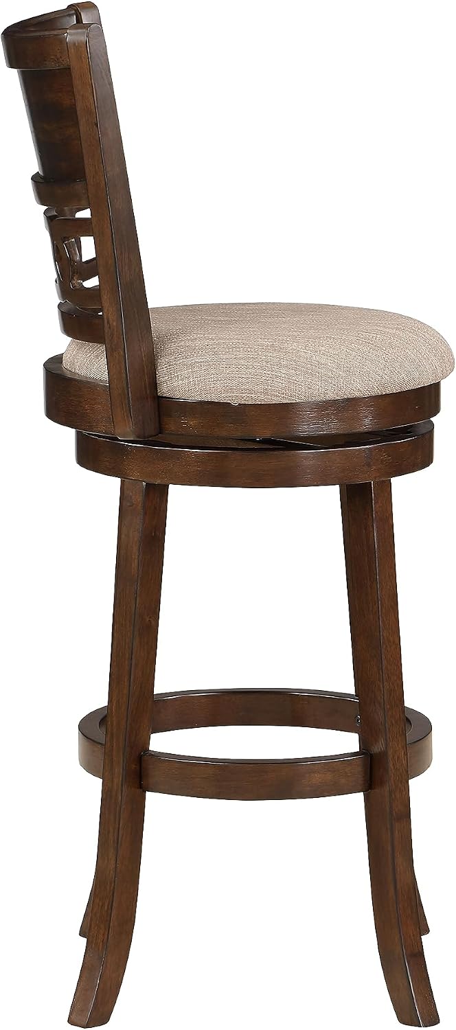 New Classic Home Furnishings Gia 29" Swivel Barstool-Cherry W/Brown Fabr...