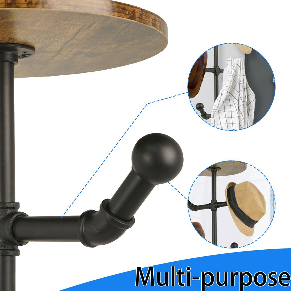uyoyous Industrial Standing Hat Rack on Wheels with 10 Hooks