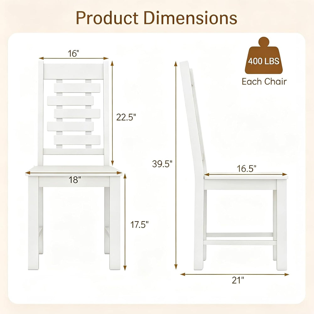 POWERSTONE Wooden Dining Chairs Set of 4, Modern Kitchen Chairs, White