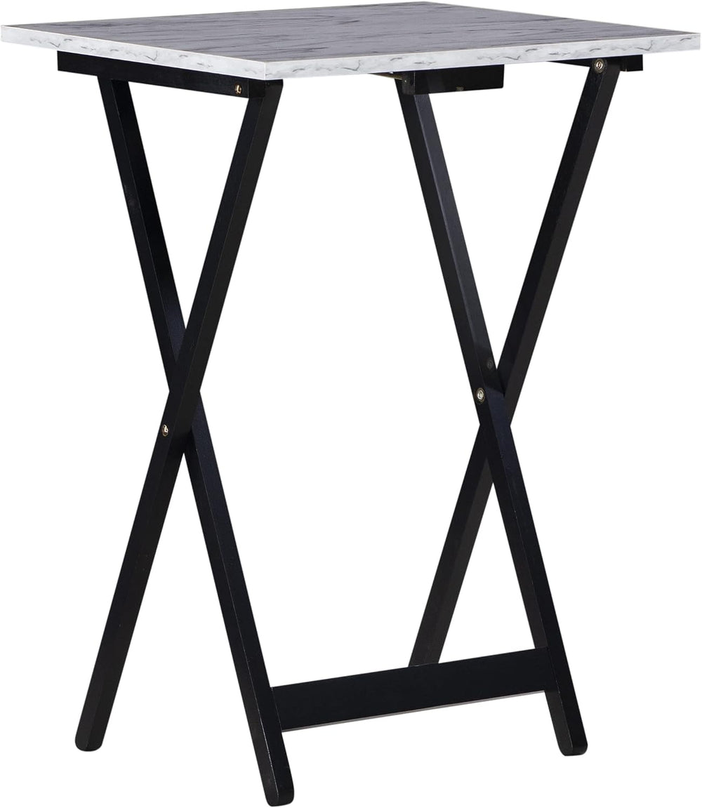 Linon Tray Table Set, 15.75"D x 18.9"W x 26.38"H, White