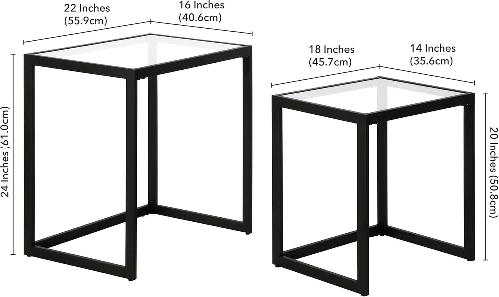 Henn&Hart 22" Side Table, Nightstand, End Table, Black