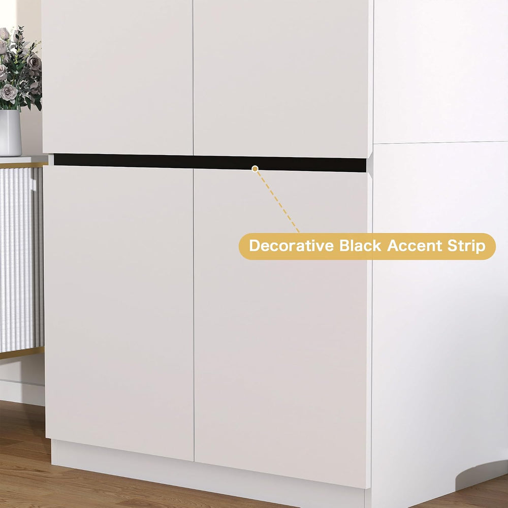White Armoire Wardrobe Closet with 8 Doors: 75" H x 126" W