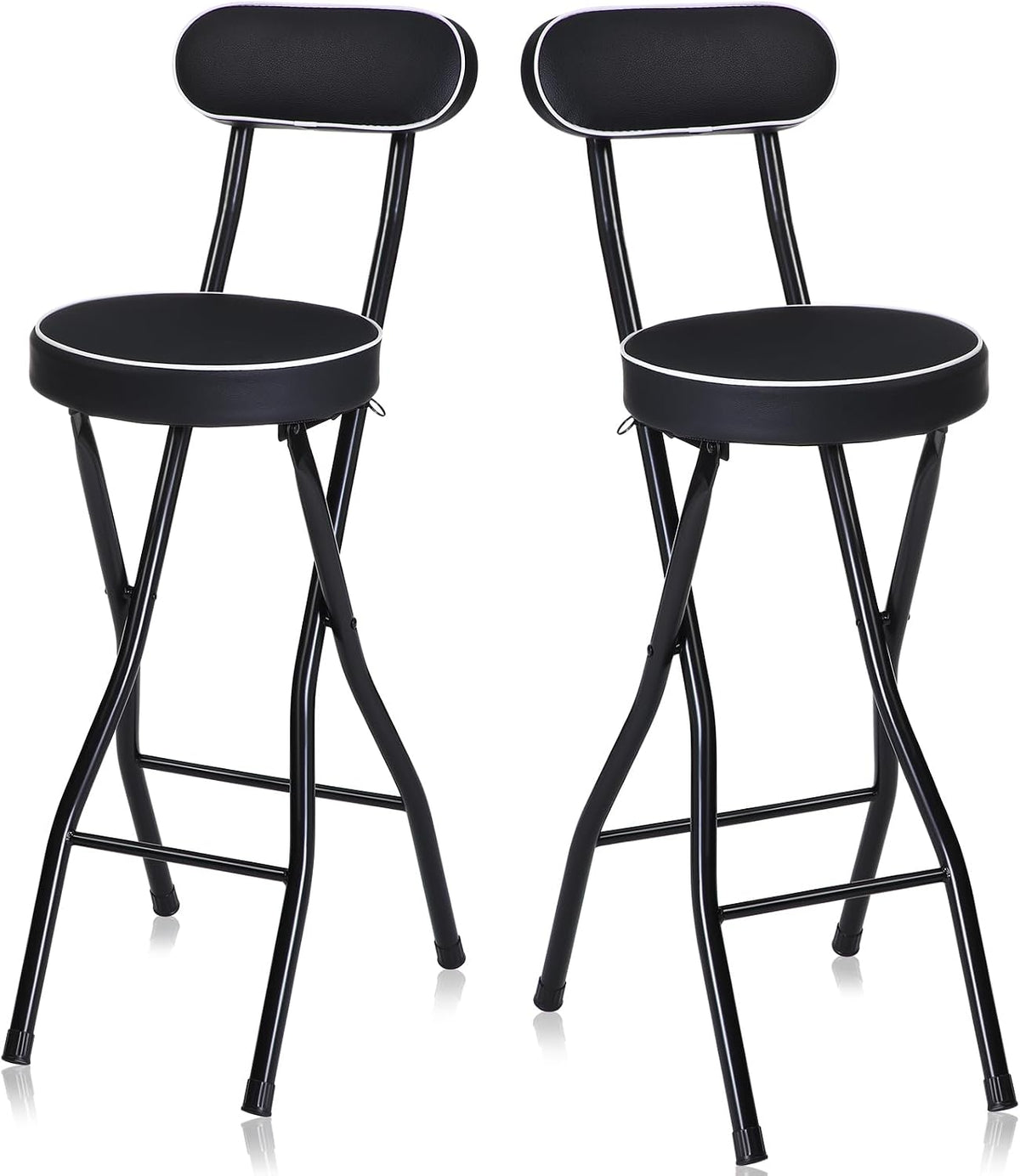 Thyle 2 Pcs 25.6 Inch Folding Bar Stool with Backrest, Cushioned Seat