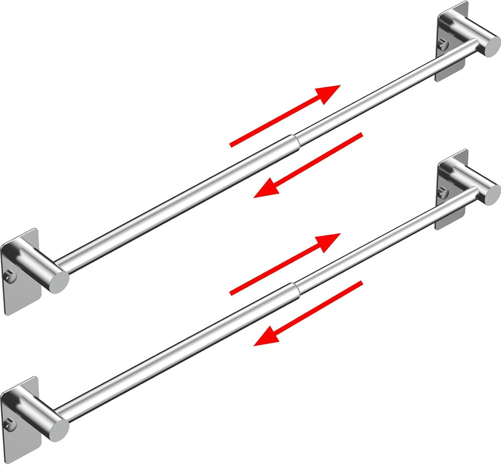 Towel Bar, Adhesive or Drill Wall Mount, Chrome, 2 Pack