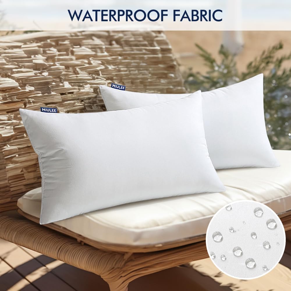 MIULEE 14x22 Inch Outdoor Pillow Inserts Set of 2, Waterproof Throw Pillows