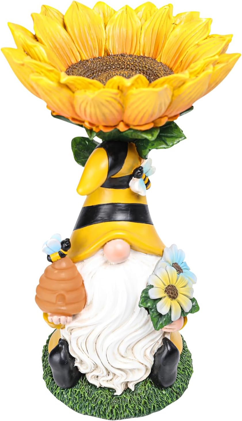 MUMTOP Garden Gnome BirdBath for Outdoor, Bird Baths Bowl Solar LED Light