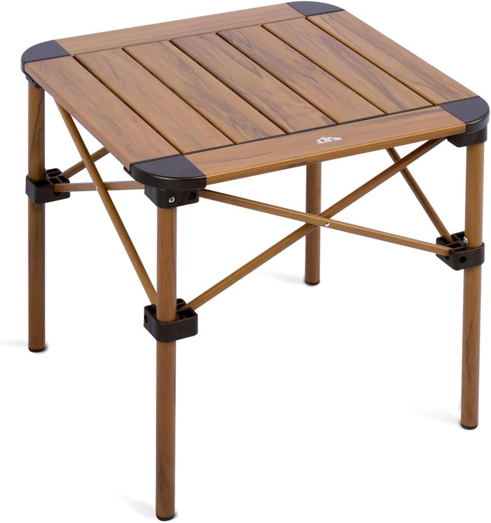 iClimb Lightweight Stable Alu. Folding Square Table Roll Up Top (Nature, S)