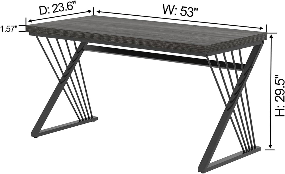 FOLUBAN Modern Home Office Desk, Rustic Wood and Metal Computer Desk, Writing...