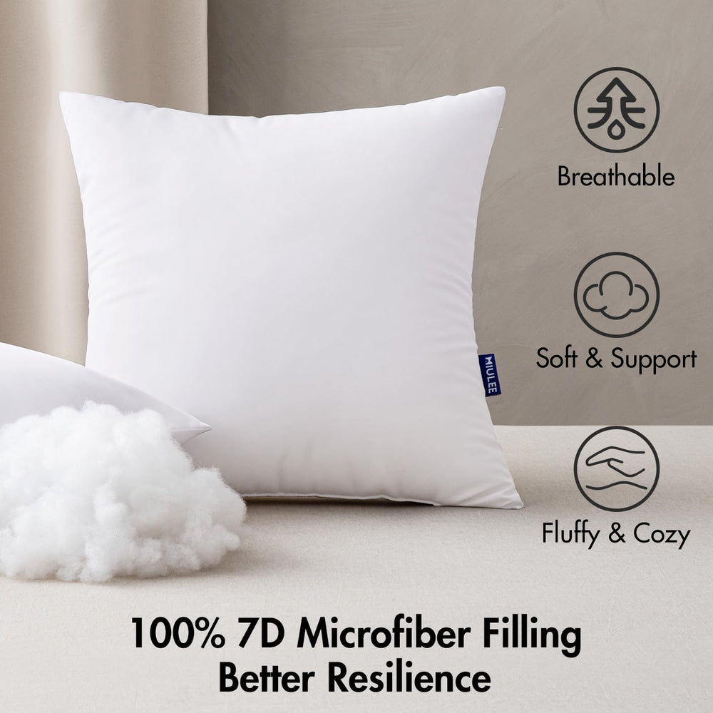 MIULEE 18x18 Outdoor Pillows,Set of 2 Waterproof Soft Support Throw Pillows