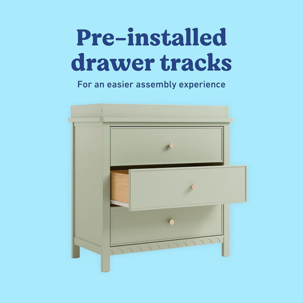 Graco Sasha 3-Drawer Chest with Changing Table Topper, Sage