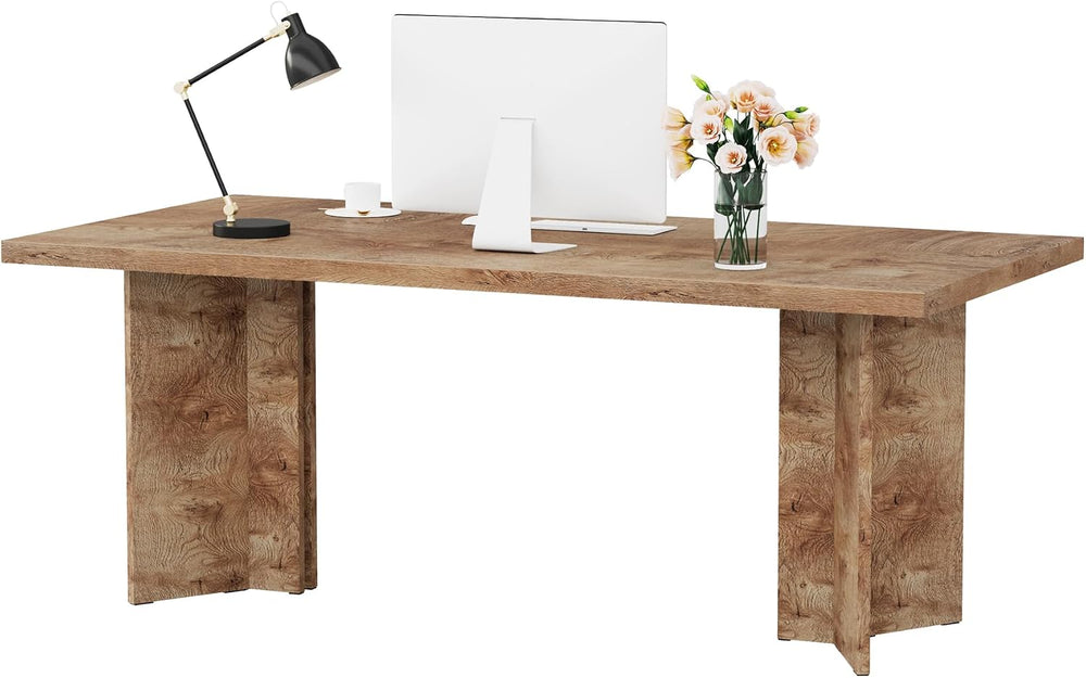 Tribesigns 63-inch Executive Desk, Vintage Home Office Computer Desk with Lar...