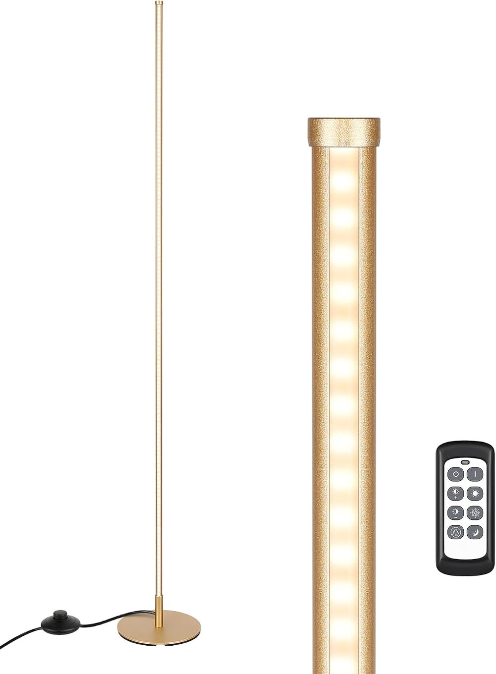 EDISHINE 57.5" Corner Lamp with Remote & Foot Switch, Dimmable &...
