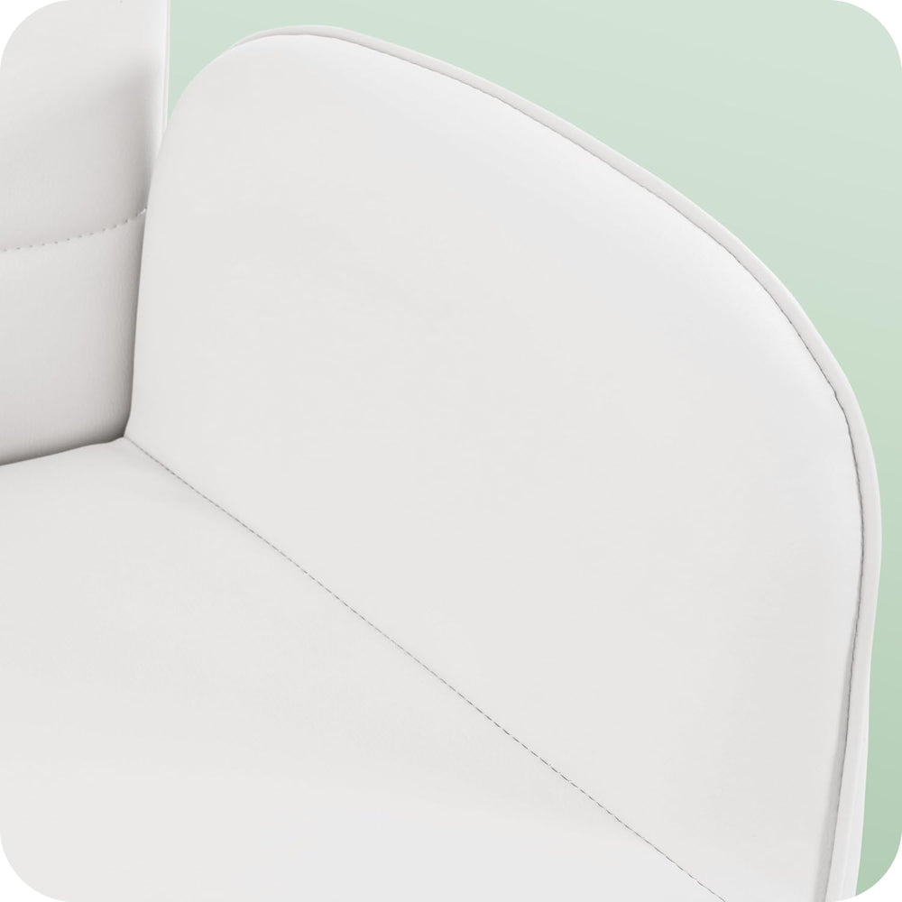 Yaheetech Tufted White Faux Leather Swivel Vanity Desk Chair with Armrests