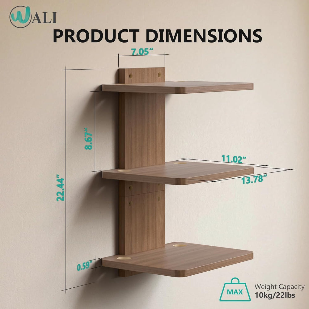 WALI 3 Tier Floating TV Wall Shelf for Projector, DVD Player
