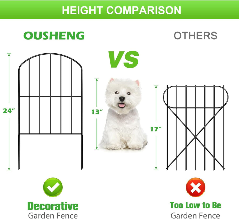 Decorative Garden Fence Fencing, 27ft (L) x 24in (H) Animal Barrier for Dog
