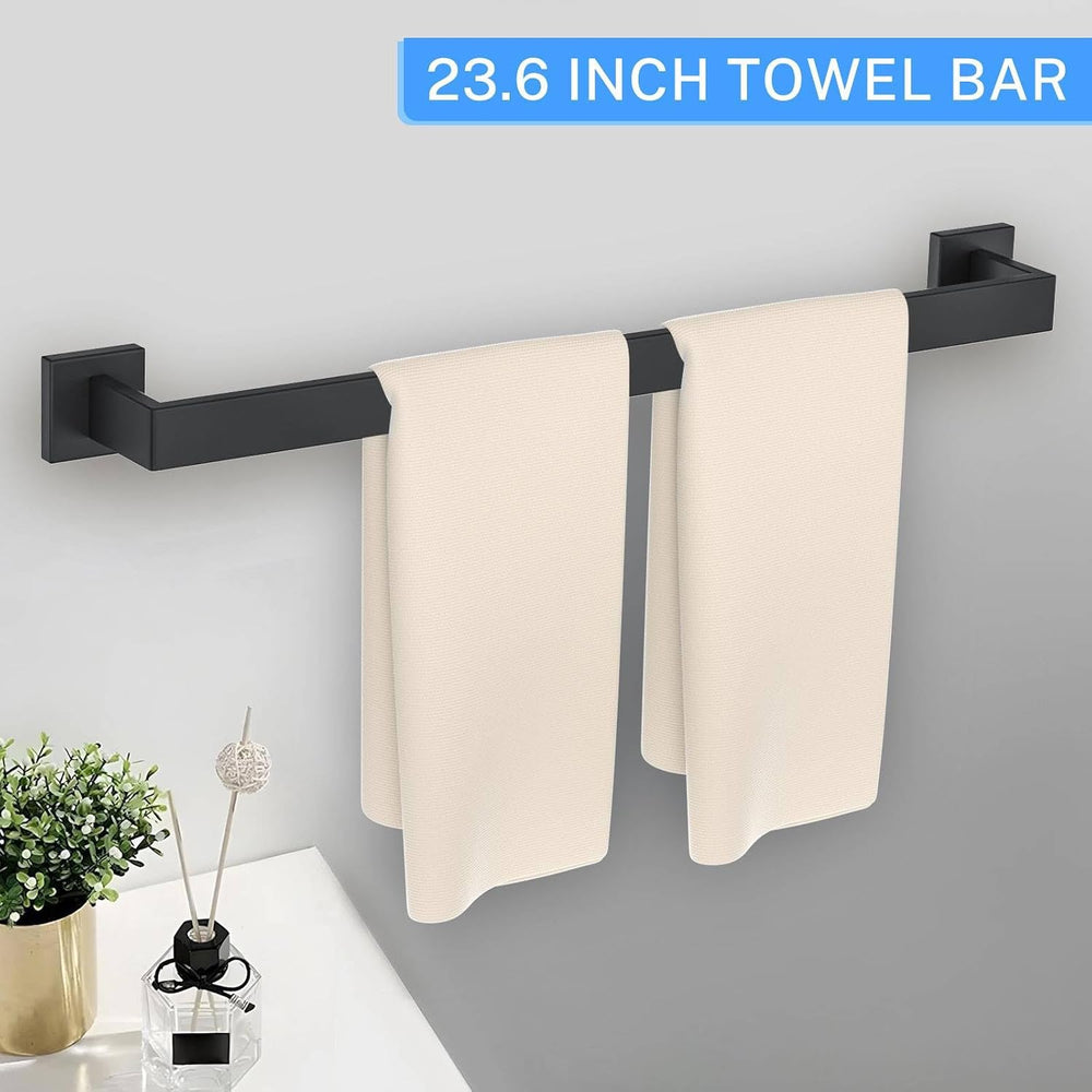 10-Piece Matte Black Bathroom Hardware Accessories Set Black Towel Bar Set To...