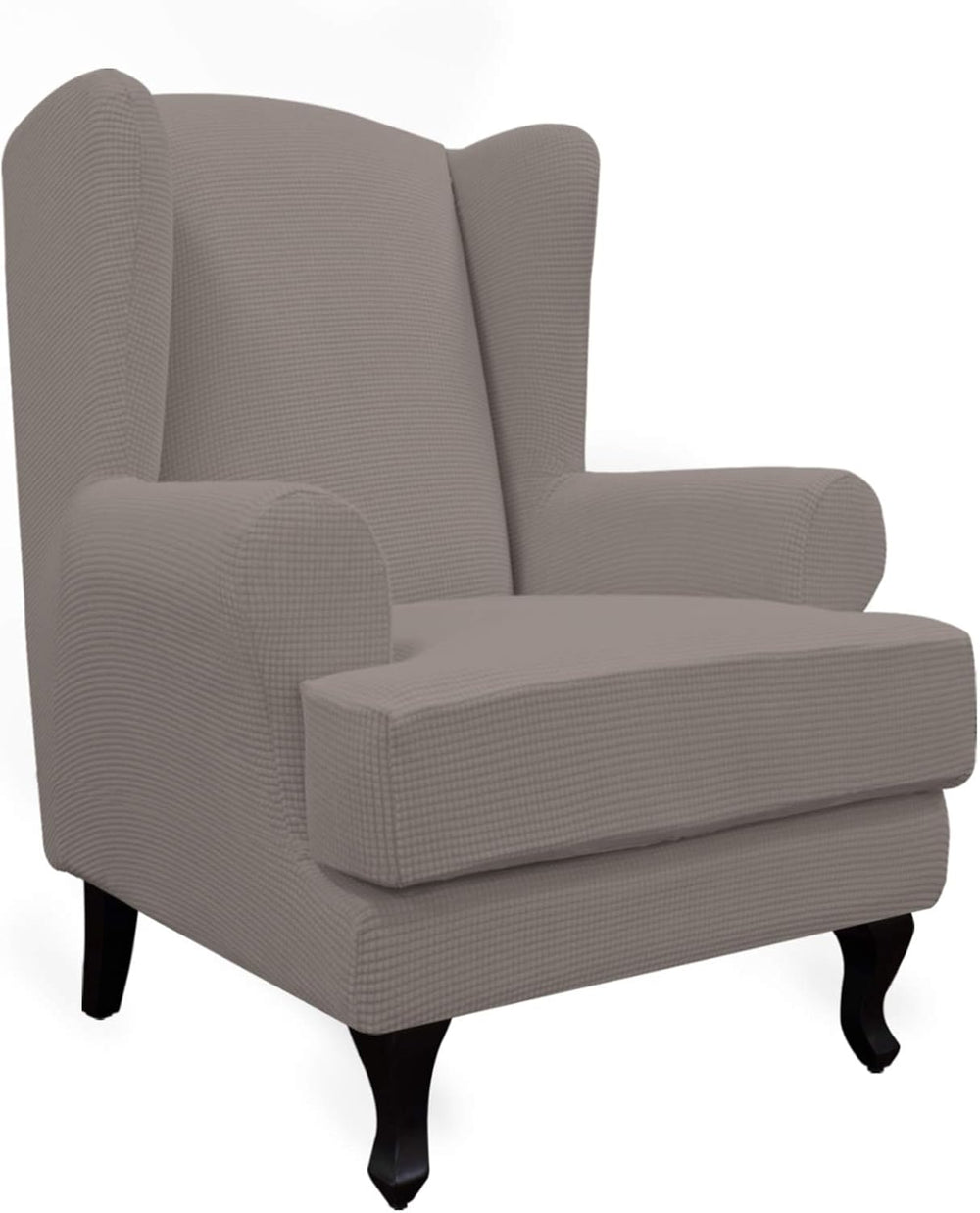 Easy-Going 2-Piece Stretch Wingback Chair Sofa Slipcover Taupe