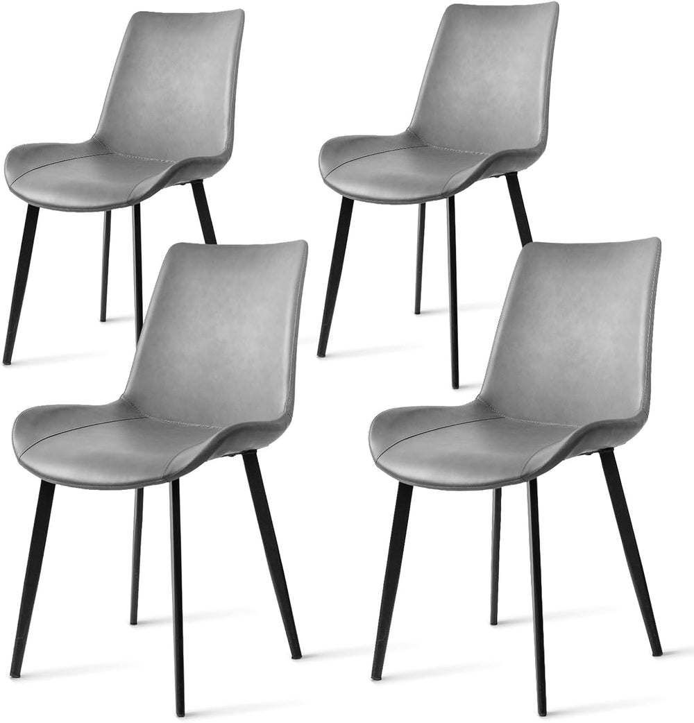 Dining Chairs, Modern PU Leather Dining Room Chair with Sturdy Metal Legs, Up...